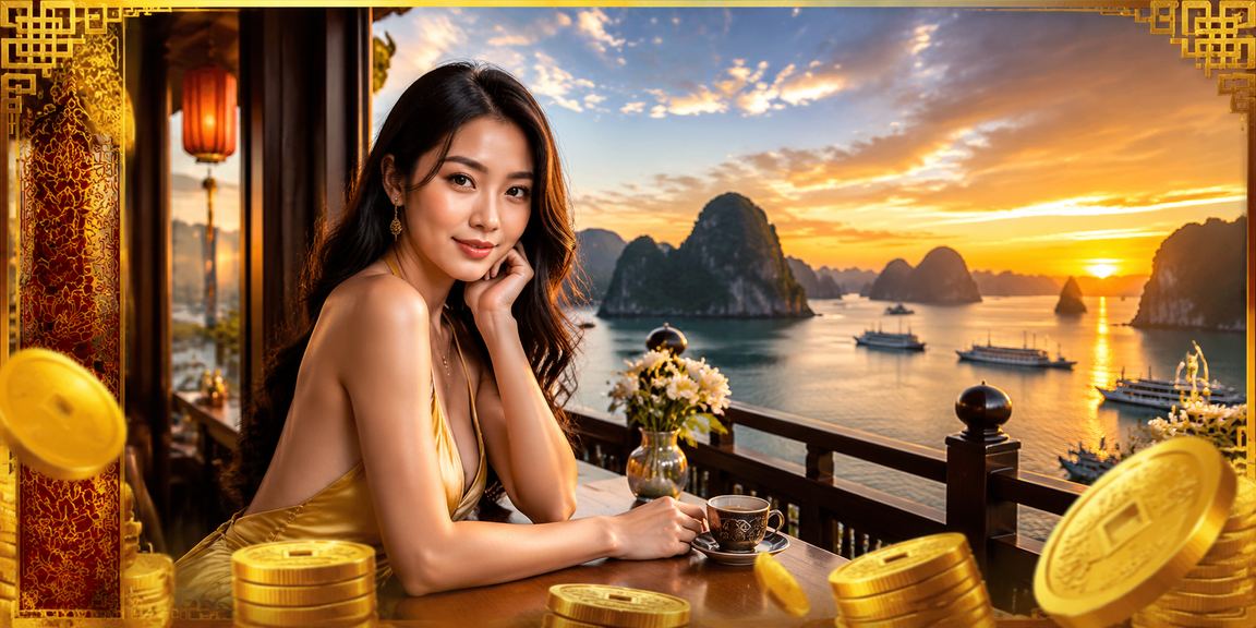 Người dùng xem kèo cá cược bóng đá bên tách cà phê nhìn ra vịnh Hạ Long
