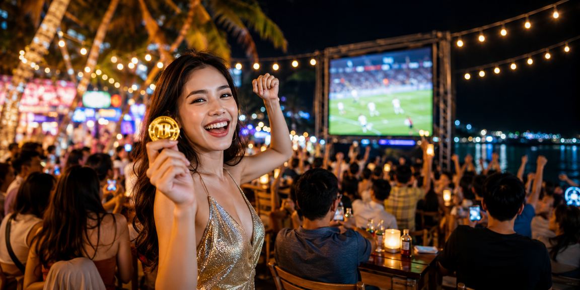 Người dùng thư giãn trên bãi biển Phú Quốc trong khi xem kết quả xổ số và cá cược